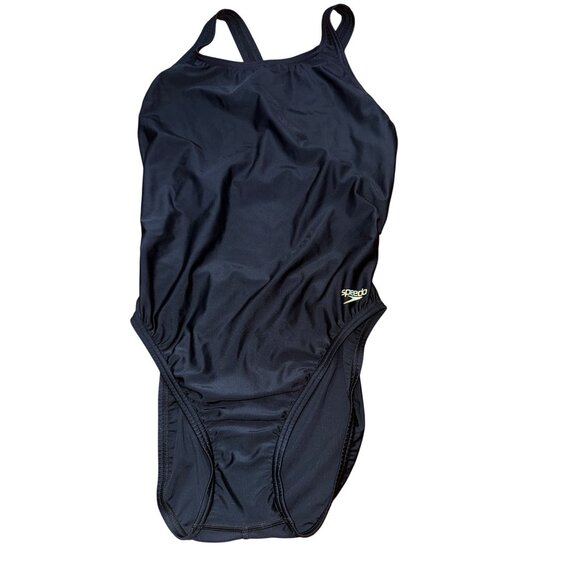 Speedo Powerflex Eco Black Swimsuit‎ Size 12/38 Swim Athletic Sports Pool Beach - Picture 3 of 10